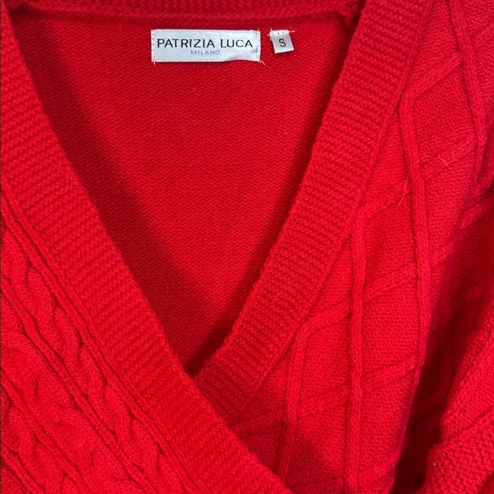 Patrizia Luca Bold Crossover Cable knit red sweater size Small - Picture 3 of 8